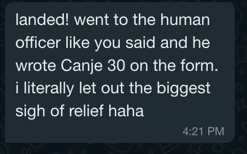 Client WhatsApp message